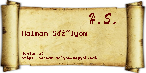 Haiman Sólyom névjegykártya